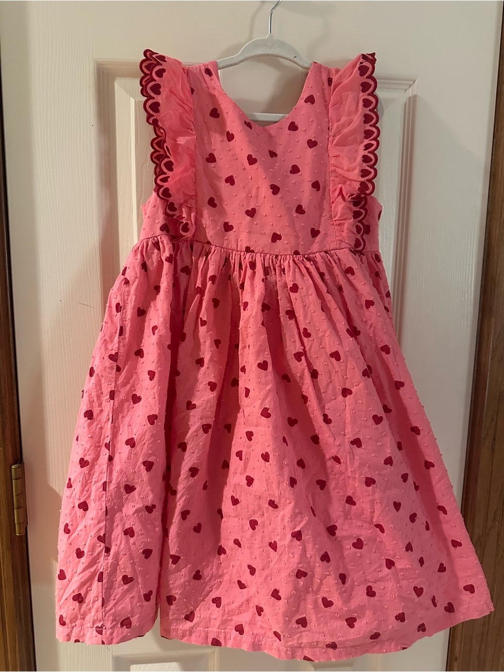 Isaac Mizrahi Pink Dress with Red Heart Print and Ruffle Sleeves